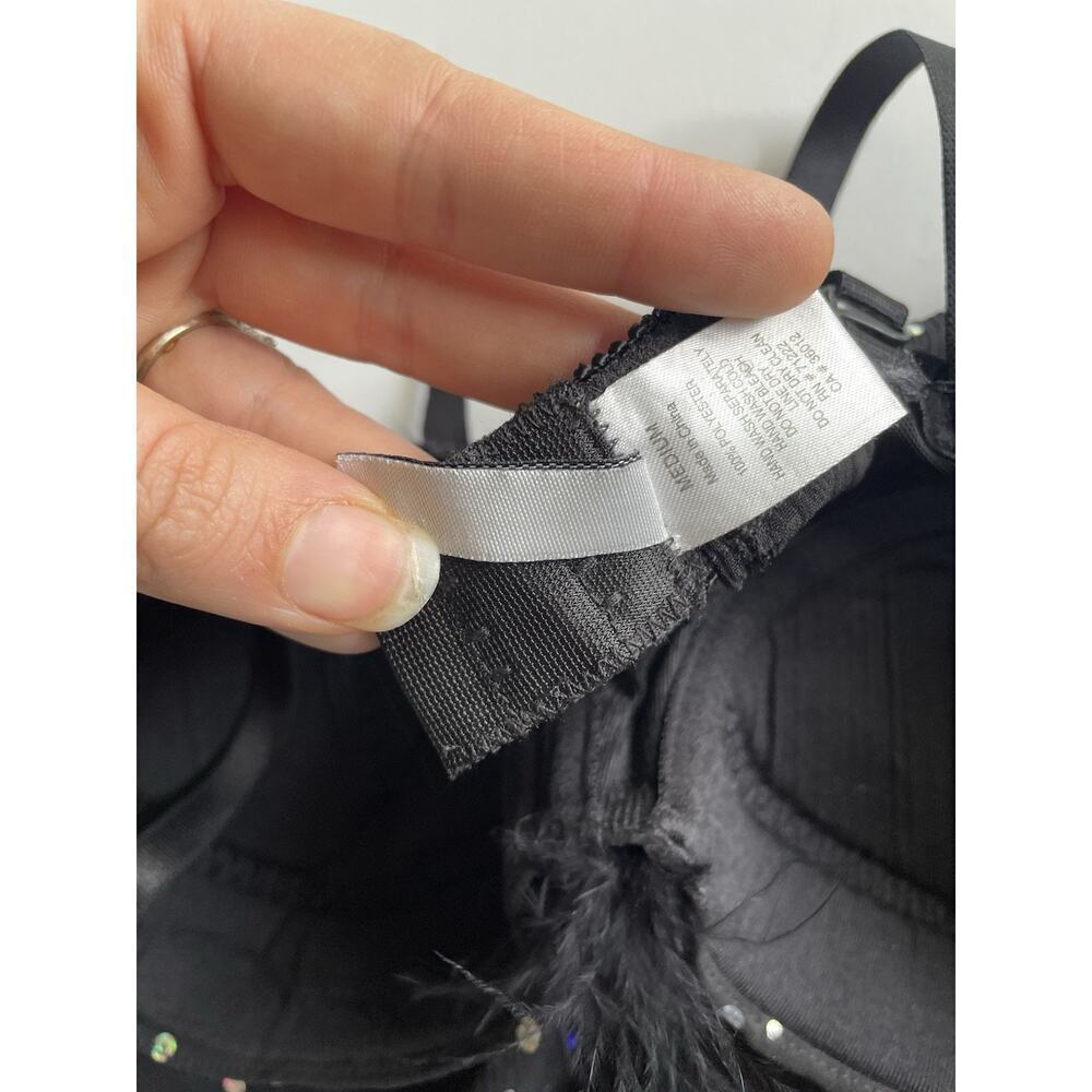 Rampage Intimates Black Glitter Sheer Bra Chemise Size M Underwire Lingerie Sexy - Picture 8 of 11